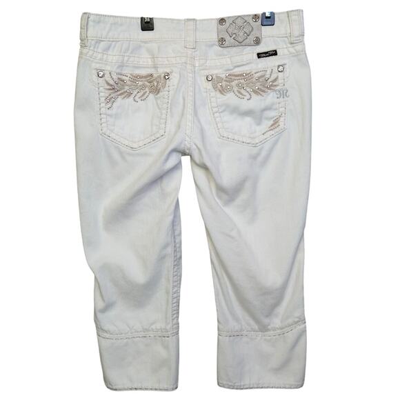 Miss Me White Capri Jeans Size 30 Embellished Pockets Low Rise Denim - Picture 3 of 15